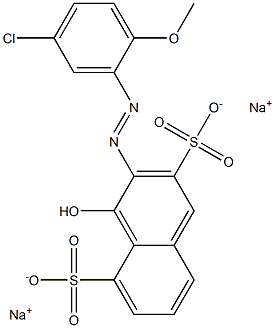 4-Hydroxy-3-[(5-chloro-2-methoxyphenyl)azo]naphthalene-2,5-disulfonic acid disodium salt Struktur