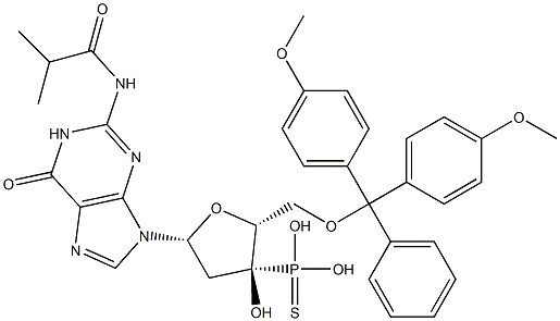 5'-O-(4,4'-Dimethoxytrityl)-N-isobutyryl-2'-deoxyguanosine 3'-thiophosphonic acid Structure