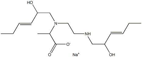 2-[N-(2-ヒドロキシ-3-ヘキセニル)-N-[2-(2-ヒドロキシ-3-ヘキセニルアミノ)エチル]アミノ]プロピオン酸ナトリウム 化学構造式