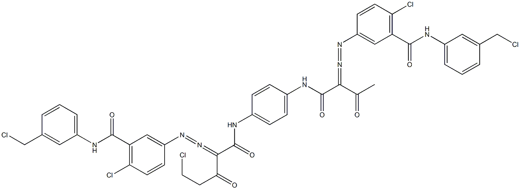 3,3'-[2-(Chloromethyl)-1,4-phenylenebis[iminocarbonyl(acetylmethylene)azo]]bis[N-[3-(chloromethyl)phenyl]-6-chlorobenzamide] Struktur