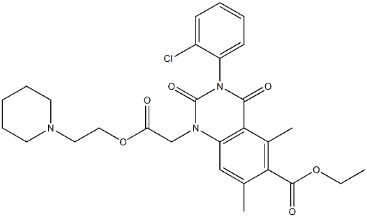 1,2,3,4-Tetrahydro-3-(2-chlorophenyl)-1-[(2-piperidinoethoxy)carbonylmethyl]-5,7-dimethyl-2,4-dioxoquinazoline-6-carboxylic acid ethyl ester 结构式