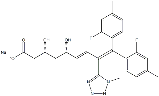 (3R,5S,6E)-9,9-Bis(2-fluoro-4-methylphenyl)-3,5-dihydroxy-8-(1-methyl-1H-tetrazol-5-yl)-6,8-nonadienoic acid sodium salt,,结构式