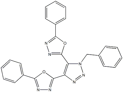 1-ベンジル-4,5-ビス[5-(フェニル)-1,3,4-オキサジアゾール-2-イル]-1H-1,2,3-トリアゾール 化学構造式