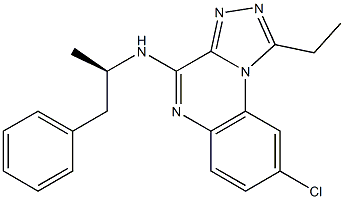 4-[(R)-1-Methyl-2-phenylethylamino]-1-ethyl-8-chloro[1,2,4]triazolo[4,3-a]quinoxaline Struktur