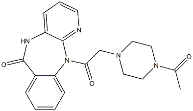 5,11-Dihydro-11-[[4-acetyl-1-piperazinyl]acetyl]-6H-pyrido[2,3-b][1,4]benzodiazepin-6-one,,结构式