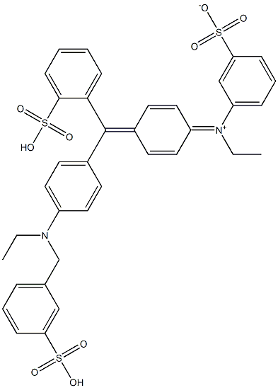 N-Ethyl-N-[4-[[4-[ethyl[(3-sulfophenyl)methyl]amino]phenyl](2-sulfophenyl)methylene]-2,5-cyclohexadien-1-ylidene]-3-sulfonatobenzenaminium Struktur