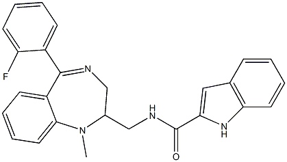 N-[[5-(2-Fluorophenyl)-2,3-dihydro-1-methyl-1H-1,4-benzodiazepin]-2-ylmethyl]-1H-indole-2-carboxamide,,结构式