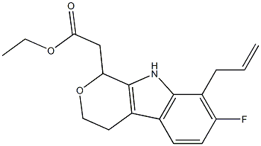 1-Ethyl-7-fluoro-8-(2-propenyl)-1,3,4,9-tetrahydropyrano[3,4-b]indole-1-acetic acid,,结构式
