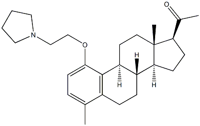 1-[2-(1-Pyrrolidinyl)ethoxy]-4-methyl-19-norpregna-1,3,5(10)-trien-20-one,,结构式