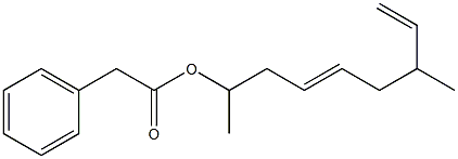 フェニル酢酸1,6-ジメチル-3,7-オクタジエニル 化学構造式
