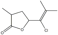 5-(2-メチル-1-クロロ1-プロペニル)ジヒドロ-3-メチルフラン-2(3H)-オン 化学構造式
