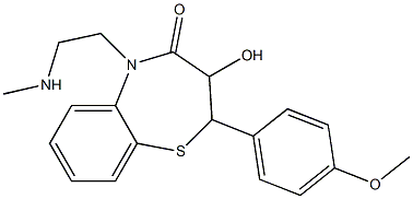 2,3-ジヒドロ-2-(4-メトキシフェニル)-3-ヒドロキシ-5-[2-(メチルアミノ)エチル]-1,5-ベンゾチアゼピン-4(5H)-オン 化学構造式