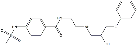 4-メチルスルホニルアミノ-N-[2-[2-ヒドロキシ-3-フェノキシプロピルアミノ]エチル]ベンズアミド 化学構造式