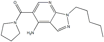 4-Amino-1-pentyl-5-[(pyrrolidin-1-yl)carbonyl]-1H-pyrazolo[3,4-b]pyridine 结构式