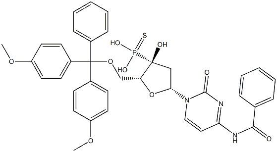 5'-O-(4,4'-Dimethoxytrityl)-N-benzoyl-2'-deoxycytidine 3'-thiophosphonic acid,,结构式