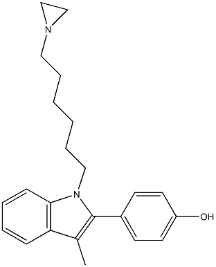 3-メチル-2-(4-ヒドロキシフェニル)-1-[6-(アジリジン-1-イル)ヘキシル]-1H-インドール 化学構造式