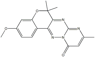 3-Methoxy-6,6,9-trimethyl-6H,11H-7,8,11a,12-tetraaza-5-oxabenzo[a]anthracen-11-one,,结构式