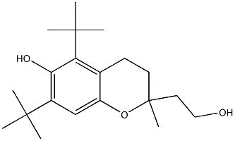 5,7-ジ(tert-ブチル)-3,4-ジヒドロ-6-ヒドロキシ-2-メチル-2H-1-ベンゾピラン-2-エタノール 化学構造式