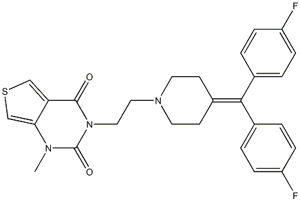 1-メチル-3-[2-[4-[ビス(4-フルオロフェニル)メチレン]ピペリジノ]エチル]チエノ[3,4-d]ピリミジン-2,4(1H,3H)-ジオン 化学構造式