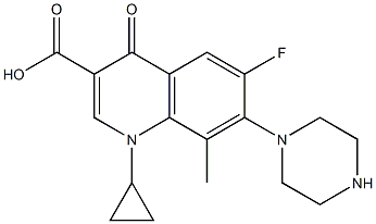 1-Cyclopropyl-6-fluoro-8-methyl-1,4-dihydro-7-(piperazin-1-yl)-4-oxoquinoline-3-carboxylic acid,,结构式