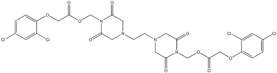 4,4'-Ethylenebis(2,6-dioxopiperazine-1-methanol)bis(2,4-dichlorophenoxyacetate) 结构式