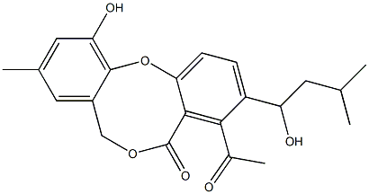 11-Hydroxy-4-acetyl-9-methyl-3-(1-hydroxy-3-methylbutyl)-5H,7H-dibenzo[b,g][1,5]dioxocin-5-one|