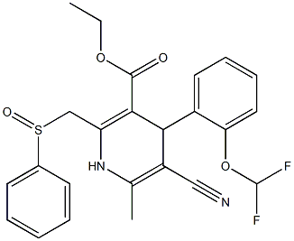 5-Cyano-1,4-dihydro-6-methyl-2-[phenylsulfinylmethyl]-4-(2-difluoromethoxyphenyl)pyridine-3-carboxylic acid ethyl ester Structure