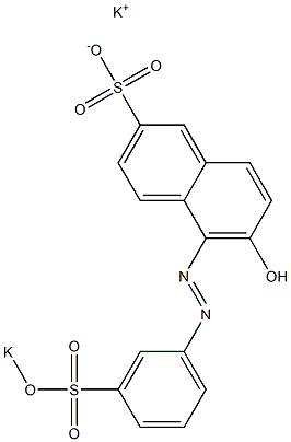 6-Hydroxy-5-(m-potassiooxysulfonylphenylazo)-2-naphthalenesulfonic acid potassium salt Structure