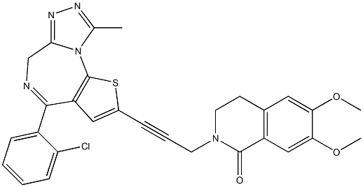 4-(2-Chlorophenyl)-9-methyl-2-[3-[(1,2,3,4-tetrahydro-6,7-dimethoxy-1-oxoisoquinolin)-2-yl]-1-propynyl]-6H-thieno[3,2-f][1,2,4]triazolo[4,3-a][1,4]diazepine