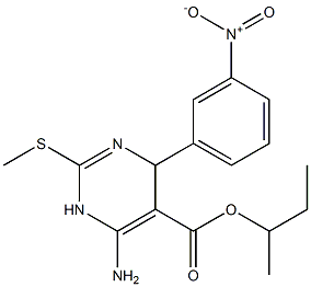 6-Amino-1,4-dihydro-2-methylthio-4-(3-nitrophenyl)pyrimidine-5-carboxylic acid sec-butyl ester 结构式