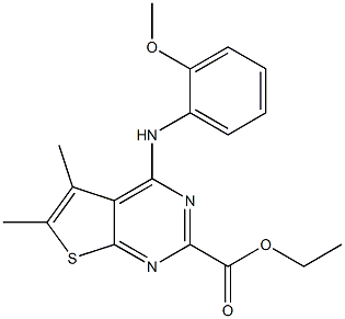 5,6-Dimethyl-4-(2-methoxyphenylamino)thieno[2,3-d]pyrimidine-2-carboxylic acid ethyl ester,,结构式