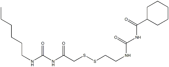 1-(Cyclohexylcarbonyl)-3-[2-[[(3-hexylureido)carbonylmethyl]dithio]ethyl]urea Structure