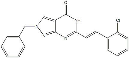 6-(o-Chlorostyryl)-2-benzyl-2H-pyrazolo[3,4-d]pyrimidin-4(5H)-one Structure