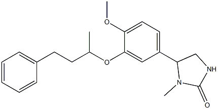 3-メチル-4-[3-(1-メチル-3-フェニルプロピルオキシ)-4-メトキシフェニル]-2-イミダゾリドン 化学構造式