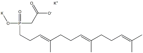 [[(3E,7E)-4,8,12-トリメチルトリデカ-3,7,11-トリエニル]ポタシオオキシホスフィニル]酢酸カリウム 化学構造式