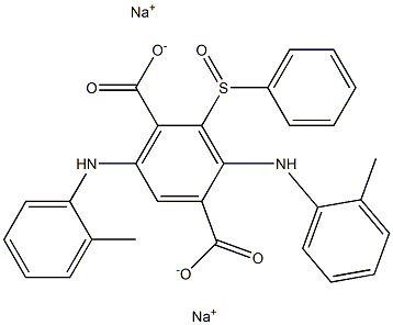 2-(フェニルスルフィニル)-3,6-ジ(o-トルイジノ)テレフタル酸二ナトリウム 化学構造式