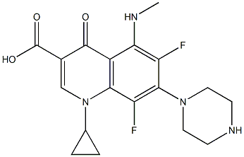 1,4-Dihydro-1-cyclopropyl-6,8-difluoro-5-(methylamino)-7-(piperazin-1-yl)-4-oxoquinoline-3-carboxylic acid Structure