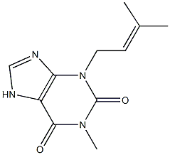 3-(3-メチル-2-ブテニル)-1-メチルキサンチン 化学構造式