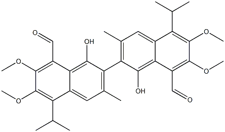 1,1'-Dihydroxy-6,6',7,7'-tetramethoxy-5,5'-diisopropyl-3,3'-dimethyl-2,2'-binaphthalene-8,8'-dicarbaldehyde