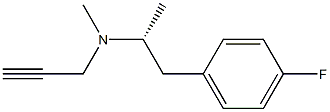 [1R,(-)]-2-(4-フルオロフェニル)-1,N-ジメチル-N-(2-プロピニル)エタンアミン 化学構造式