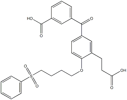 5-(3-Carboxybenzoyl)-2-(4-phenylsulfonylbutoxy)benzenepropanoic acid Structure