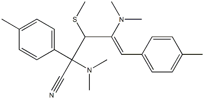 3-メチルチオ-2,5-ビス(4-メチルフェニル)-2,4-ビス(ジメチルアミノ)-4-ペンテノニトリル 化学構造式