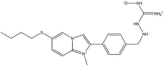 1-メチル-6-ブチルチオ-2-[4-[2-[イミニオ(ヒドロキシアミノ)メチル]ヒドラジノメチル]フェニル]イミダゾ[1,2-a]ピリジン-1-イウム 化学構造式