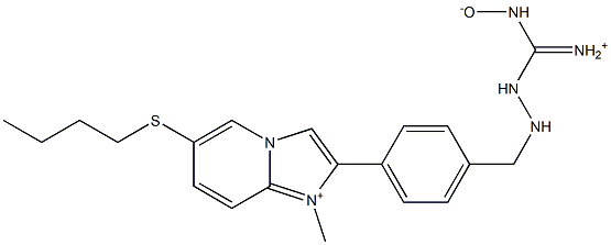 1-Methyl-6-butylthio-2-[4-[2-[iminio(hydroxyamino)methyl]hydrazinomethyl]phenyl]imidazo[1,2-a]pyridin-1-ium,,结构式