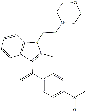 3-(4-メチルスルフィニルベンゾイル)-2-メチル-1-[2-モルホリノエチル]-1H-インドール 化学構造式