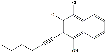 4-Chloro-3-methoxy-2-(1-hexynyl)-1-naphthol,,结构式