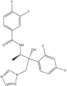 N-[(1R,2R)-2-(2,4-ジフルオロフェニル)-2-ヒドロキシ-1-メチル-3-(1H-1,2,4-トリアゾール-1-イル)プロピル]-3,4-ジフルオロベンズアミド 化学構造式