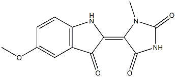 1-メチル-5-[(2,3-ジヒドロ-5-メトキシ-3-オキソ-1H-インドール)-2-イリデン]イミダゾリジン-2,4-ジオン 化学構造式