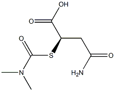 (+)-N,N-Dimethylthiocarbamic acid S-[(R)-1-carboxy-2-(aminocarbonyl)ethyl] ester 结构式