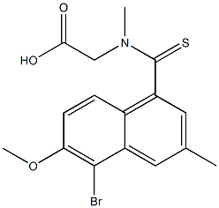 [N-[(5-Bromo-3-methyl-6-methoxy-1-naphthalenyl)thiocarbonyl]-N-methylamino]acetic acid,,结构式